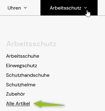 Artikelliste im Frontend