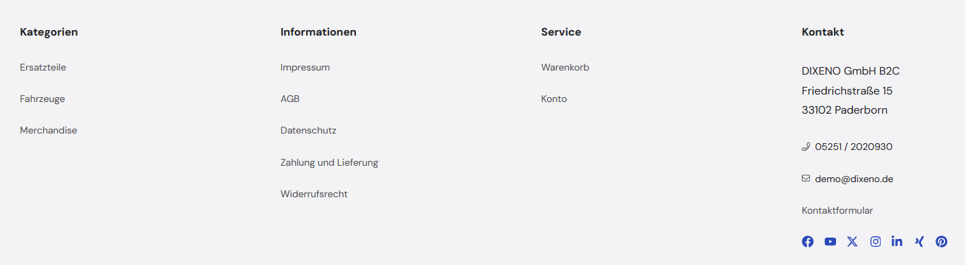 Links im Footer