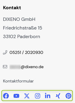 Social Media im Footer