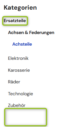 Kategorien erster Ebene deaktiviert