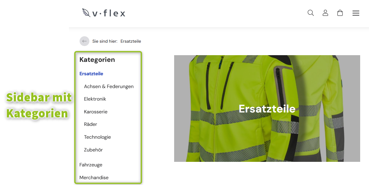 Sidebar mit Kategorien