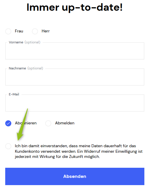 Opt-in beim Newsletter