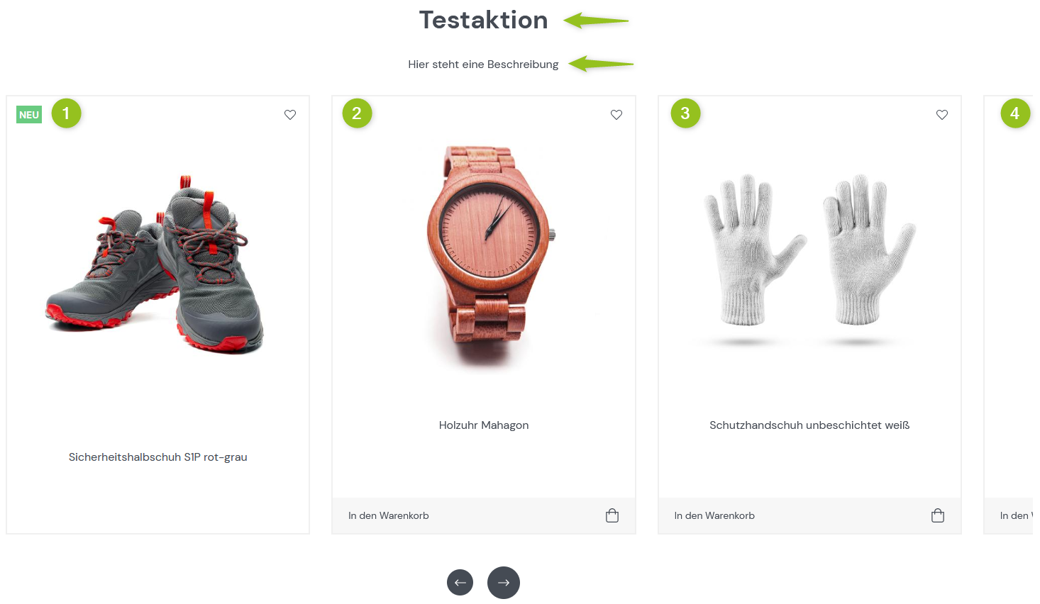 Widget Aktion Ergebnis