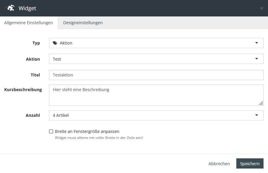 Widget Aktion