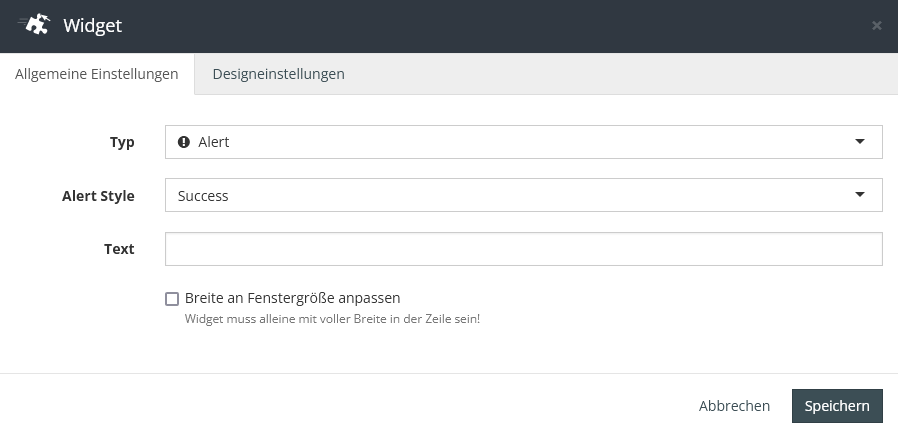 Widget Alert Einstellungen
