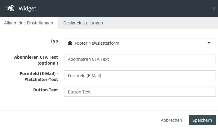 Newsletteranmeldung Einstellungen