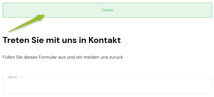 Danke-Nachricht beim Kontaktformular