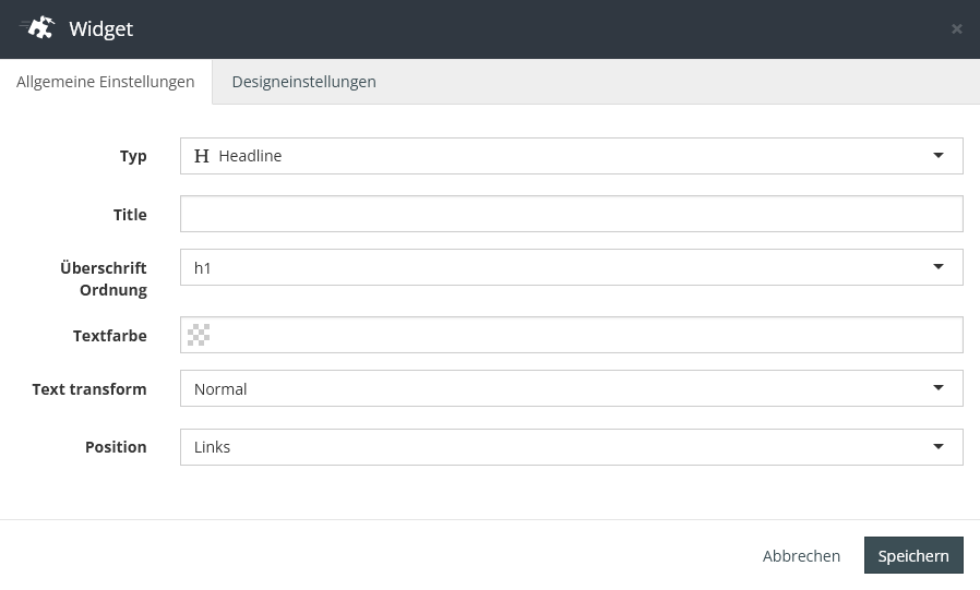 Widget Headline Einstellungen