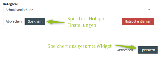 Widget Hotspot speichern