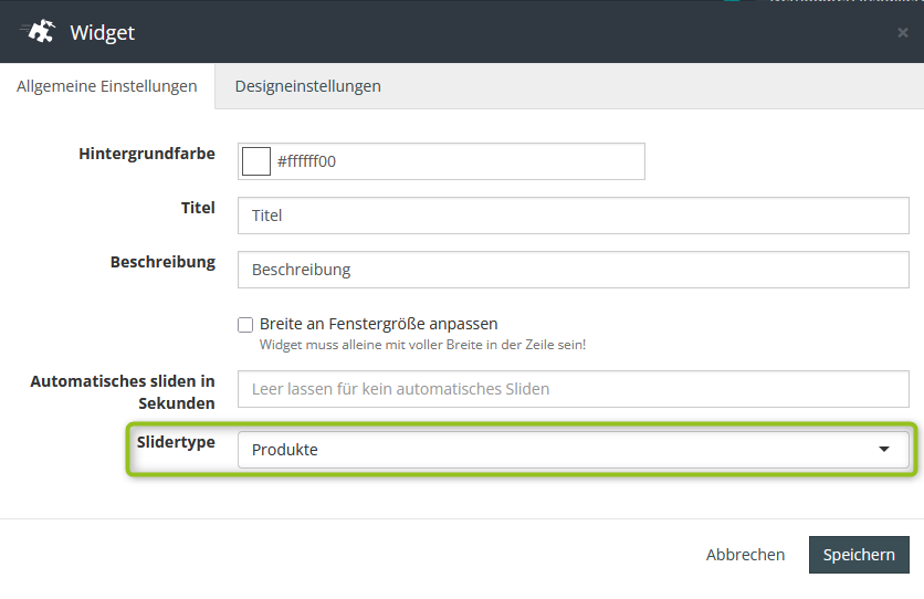 Zusätzliche Row Einstellungen mit Artikel-Widgets
