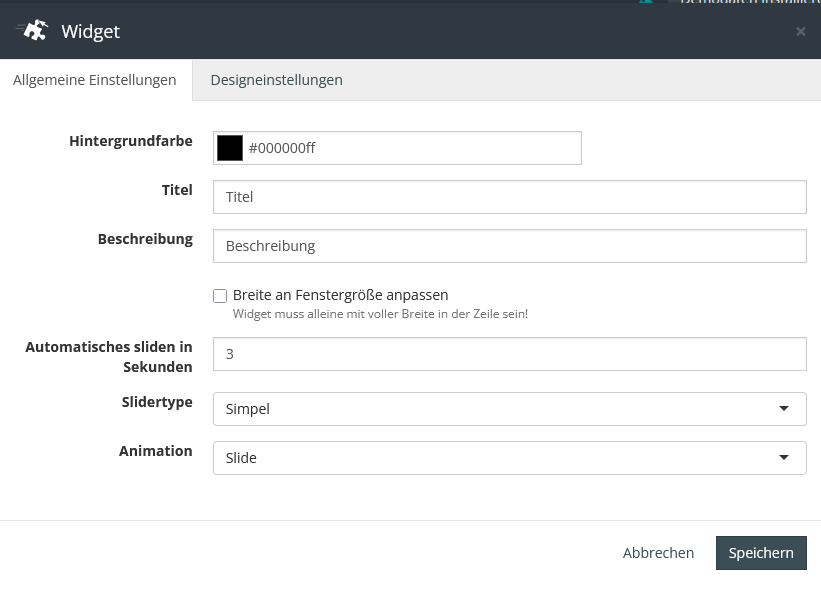 Zusätzliche Row Typen Einstellungen